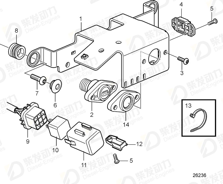 volvo penta Relay retainer 3587174 Drawing volvo penta Relay retainer 3587174 Drawing